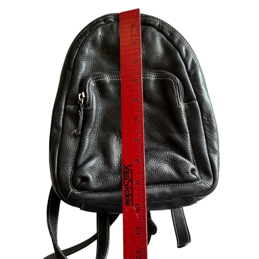 Tignanello Black Leather Stitched Backpack Purse 10 x 8.5” genuine leather - Picture 8 of 9